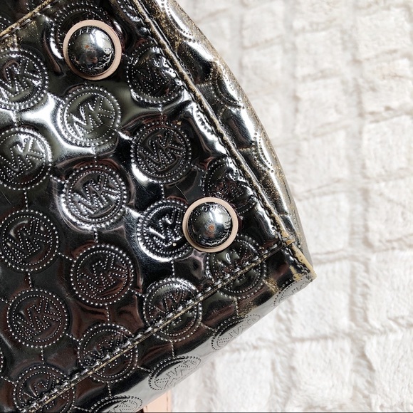 MICHAEL KORS Grayson Metallic Monogram Satchel - Picture 5 of 8